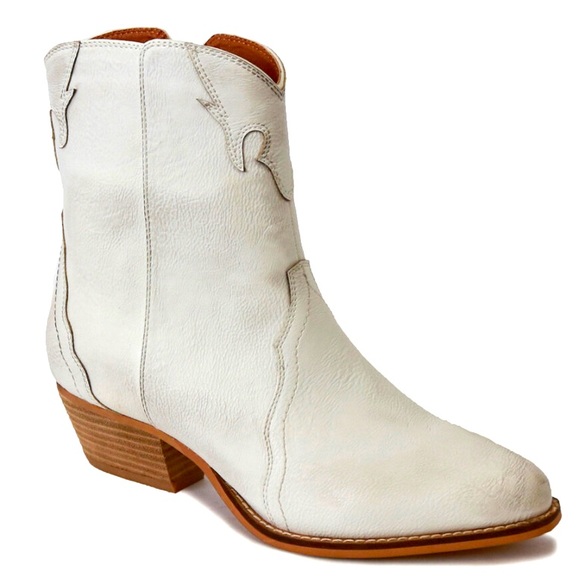 Beast Fashion Dallas White Festival Distressed Vegan Leather Low Cowboy Boot - Picture 4 of 5